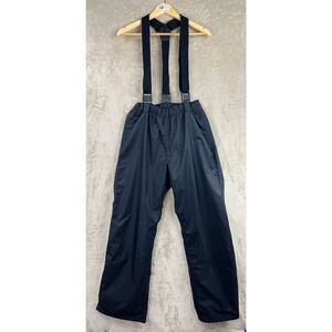 EUC Columbia PFG Black Rain Pants Suspenders Fishing Gear Mens Medium 32 Inseam